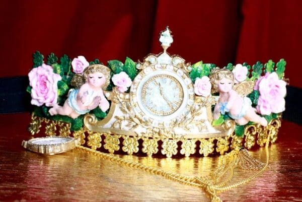 SOLD! 7802 Baroque Vintage Clock Cherubs ANgels Embellished Waist Gold Belt Size S, L, M - Image 2