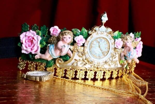 SOLD! 7802 Baroque Vintage Clock Cherubs ANgels Embellished Waist Gold Belt Size S, L, M - Image 3