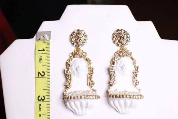 SOLD! 7812 Baroque Lion Fountain With Pearls Earrings - Image 5