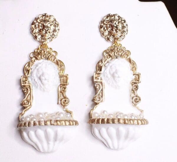 SOLD! 7812 Baroque Lion Fountain With Pearls Earrings - Image 6