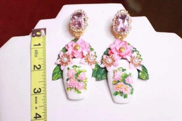 SOLD! 7841 Baroque Vase Flowers Studs Earrings - Image 7