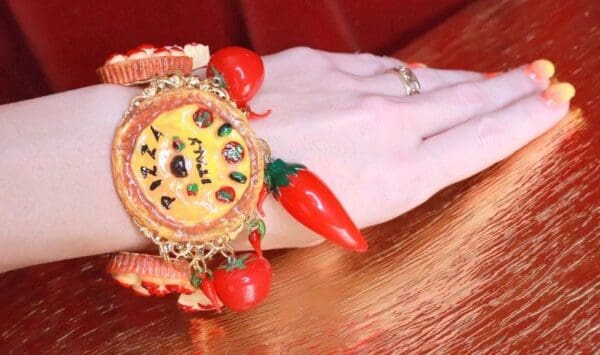 SOLD! 7844 Baroque Italian Pizza Unusual Adjustable Massive Bracelet - Image 6