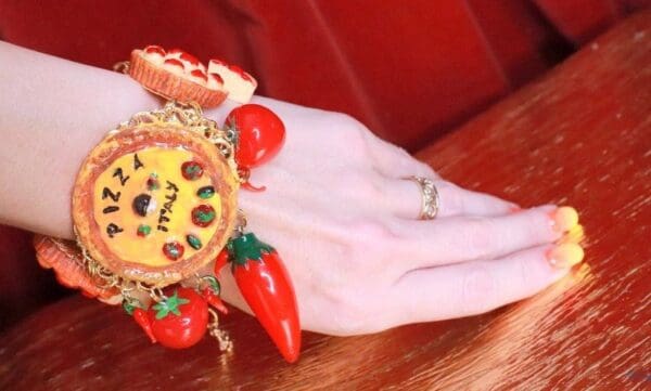 SOLD! 7844 Baroque Italian Pizza Unusual Adjustable Massive Bracelet