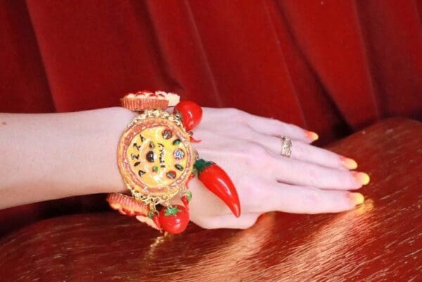 SOLD! 7844 Baroque Italian Pizza Unusual Adjustable Massive Bracelet - Image 7