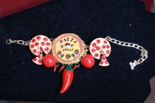 SOLD! 7844 Baroque Italian Pizza Unusual Adjustable Massive Bracelet - Image 5