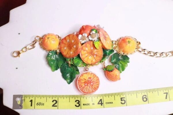 SOLD! 7849 Baroque Italian Sicilian Orange Fruit Adjustable Massive Bracelet - Image 7