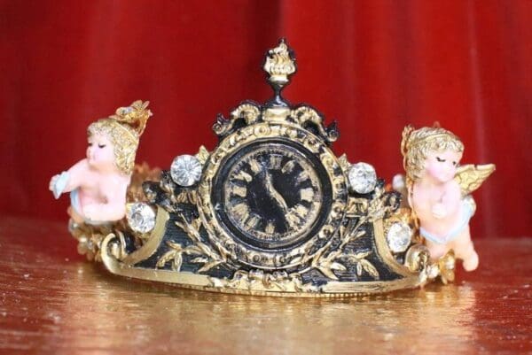 SOLD! 7861 Baroque Vintage Clock Cherubs Flower Stunning Crown Headband - Image 5