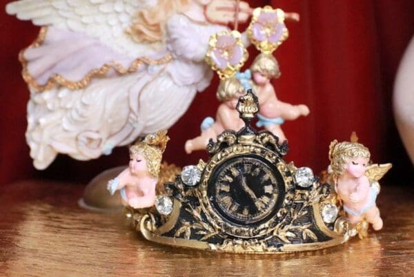 SOLD! 7861 Baroque Vintage Clock Cherubs Flower Stunning Crown Headband