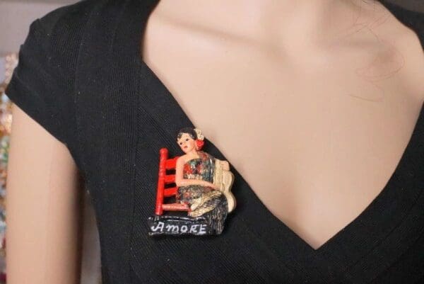 SOLD! 7871 Flamenco Lady Amore Brooch - Image 6