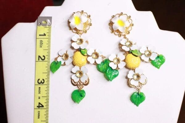 SOLD! 7873 Baroque Lemon Fruit Small Cross Earrings - Image 7