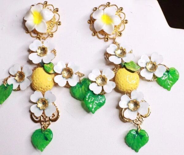 SOLD! 7873 Baroque Lemon Fruit Small Cross Earrings - Image 8