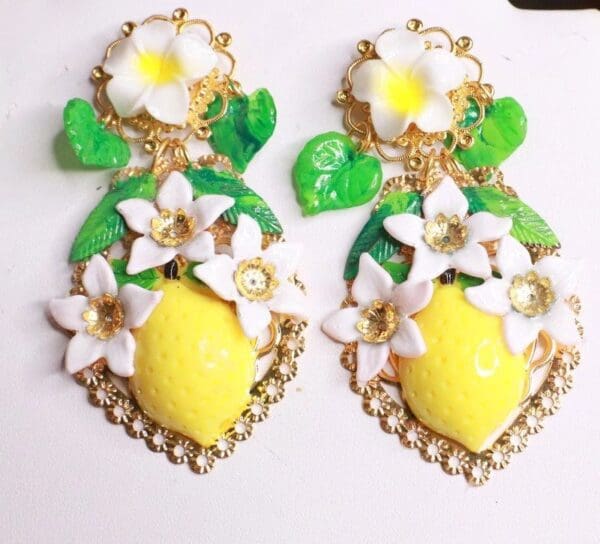 SOLD! 7875 Baroque Lemon Fruit Large Earrings - Image 8