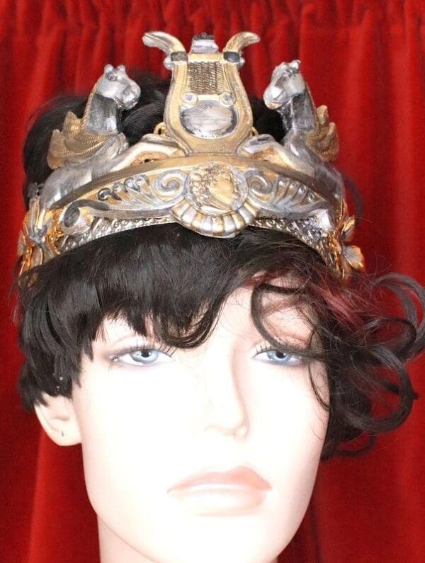 SOLD! 7879 Medieval Roman Horses Antiqued Crown Headband - Image 3