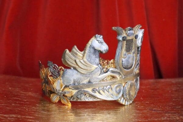 SOLD! 7879 Medieval Roman Horses Antiqued Crown Headband - Image 8