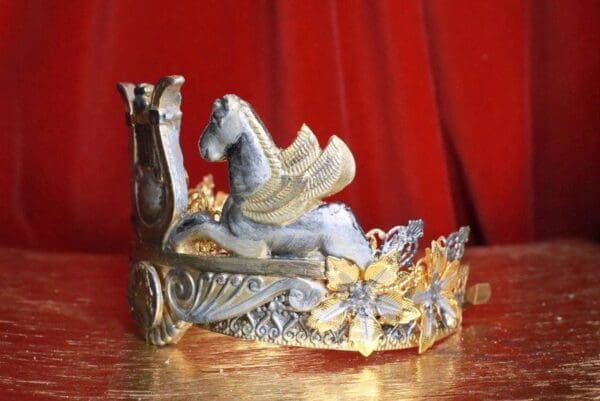 SOLD! 7879 Medieval Roman Horses Antiqued Crown Headband - Image 9