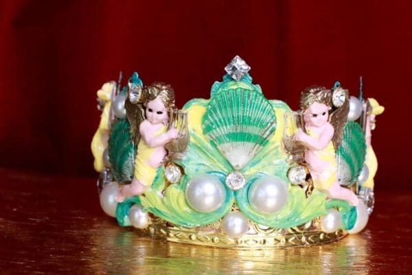 SOLD! 7880 Baroque Nautical Cherubs Sea Shell Hand Painted Crown Headband