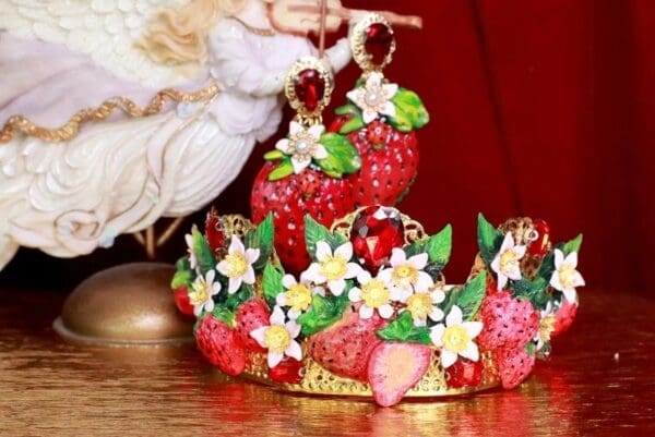 SOLD! 7884 Baroque Vivid Strawberry Hand Painted Crown Headband