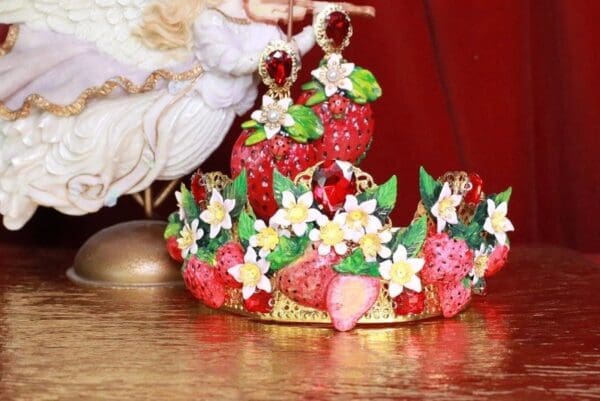 SOLD! 7884 Baroque Vivid Strawberry Hand Painted Crown Headband - Image 2