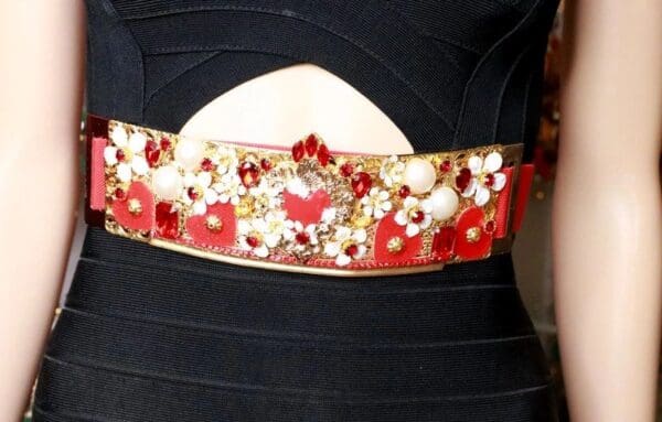 SOLD! 7888 Baroque Sacred Heart Flower Blossom Hearts Belt Size S, L, M - Image 5