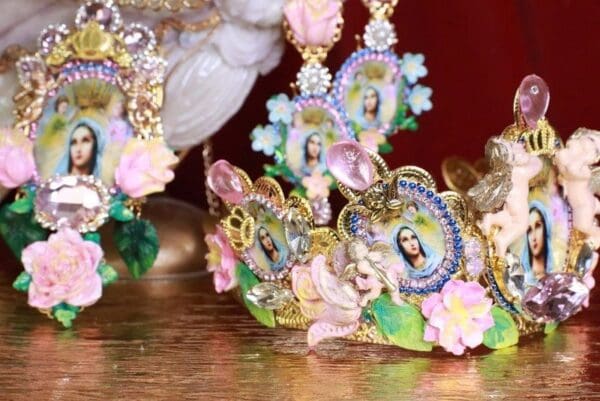 SOLD! 7891 Virgin Mary Cameos Angels Cherubs Crown Tall Headband - Image 8