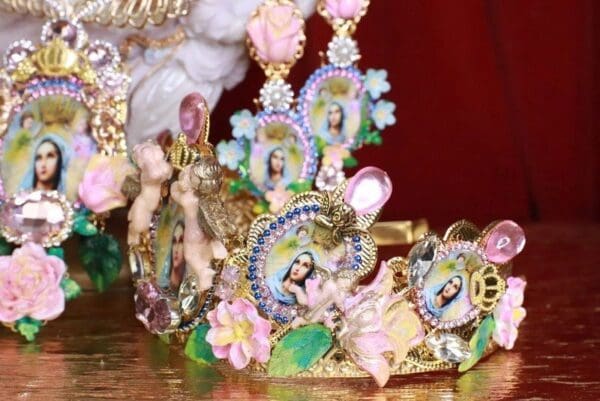 SOLD! 7891 Virgin Mary Cameos Angels Cherubs Crown Tall Headband - Image 9