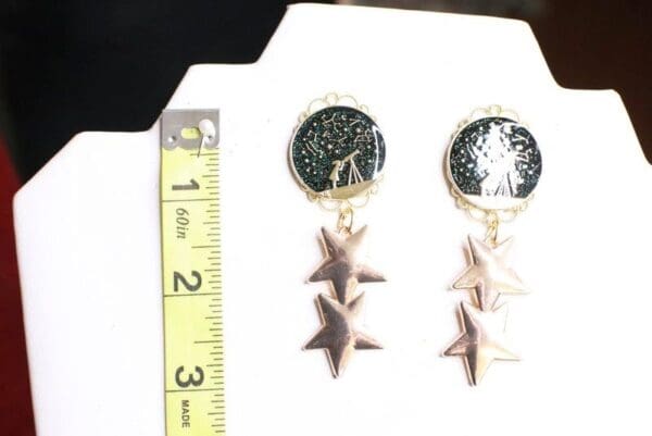 SOLD! 7898 Enamel Stars Celestial Earrings - Image 4