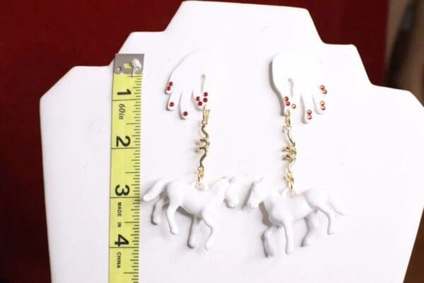 SOLD! 7931 Baroque 3D Effect White Horses Earrings Earrings - Image 5