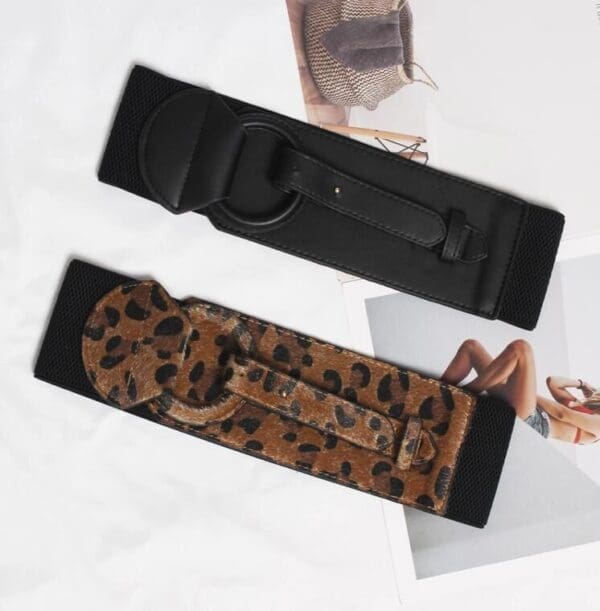 SOLD! 7942 Leopard Fuzzy Wide Waist Belt Size S, L, M - Image 2