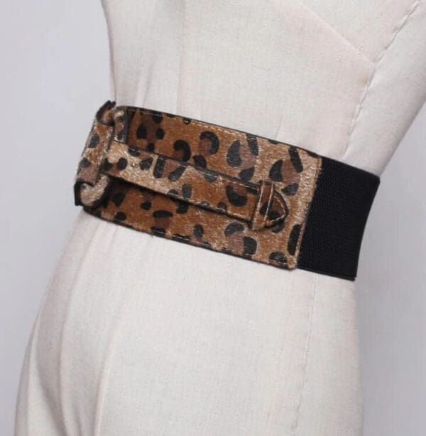 SOLD! 7942 Leopard Fuzzy Wide Waist Belt Size S, L, M - Image 3