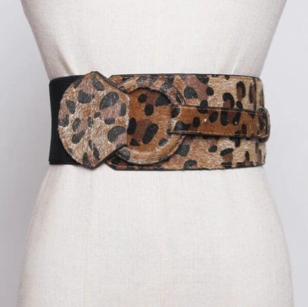 SOLD! 7942 Leopard Fuzzy Wide Waist Belt Size S, L, M