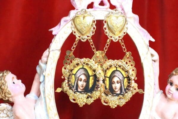 SOLD! 7946 Virgin Mary Madonna Black Butterfly Studs Earrings