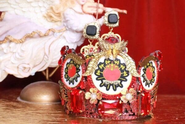 SOLD! 7954 Set Of Halloween Queen Of Hearts Headband+ Earrings