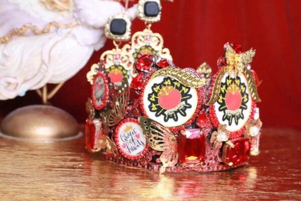 SOLD! 7954 Set Of Halloween Queen Of Hearts Headband+ Earrings - Image 2