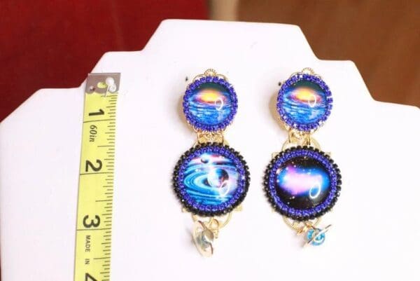 SOLD! 7959 Enamel The Future Is Female Celestial Cameo Earrings - Image 7