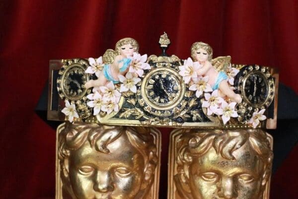SOLD! 7965 Baroque Vintage Clock Cherubs ANgels Embellished Waist Gold Belt Size S, L, M - Image 2