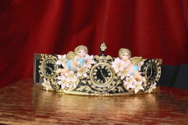 SOLD! 7965 Baroque Vintage Clock Cherubs ANgels Embellished Waist Gold Belt Size S, L, M - Image 6