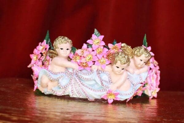 SOLD! 7967 Rococo Bridal Cherubs Angels Flower Blossom Full Tall Crown - Image 3