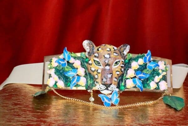 SOLD! 7968 Baroque Leopard Animal Lily Of The Valley Embellished Waist Gold Belt Size S, L, M - Image 6