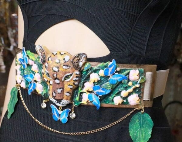 SOLD! 7968 Baroque Leopard Animal Lily Of The Valley Embellished Waist Gold Belt Size S, L, M - Image 8