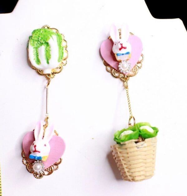SOLD! 7977 Bunny Cabbage Irregular Studs Earrings - Image 6