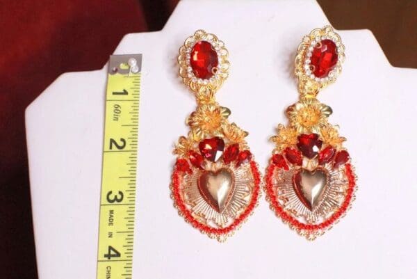SOLD! 7980 Alta Moda Sacred Heart Baroque Huge Filigree Studs - Image 8