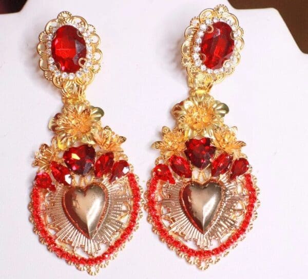 SOLD! 7980 Alta Moda Sacred Heart Baroque Huge Filigree Studs