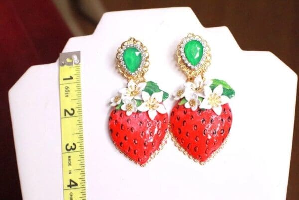 SOLD! 7991 Alta Moda Large Strawberry Hand Painted Studs - Image 7