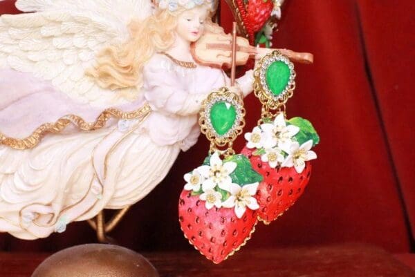 SOLD! 7991 Alta Moda Large Strawberry Hand Painted Studs