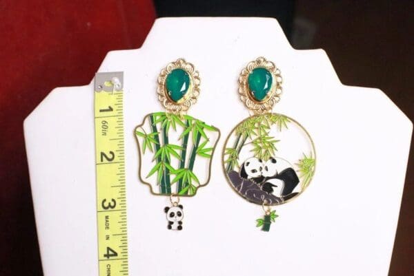 SOLD! 7992 Asian Irregular Bamboo Panda Light Weight Studs - Image 3