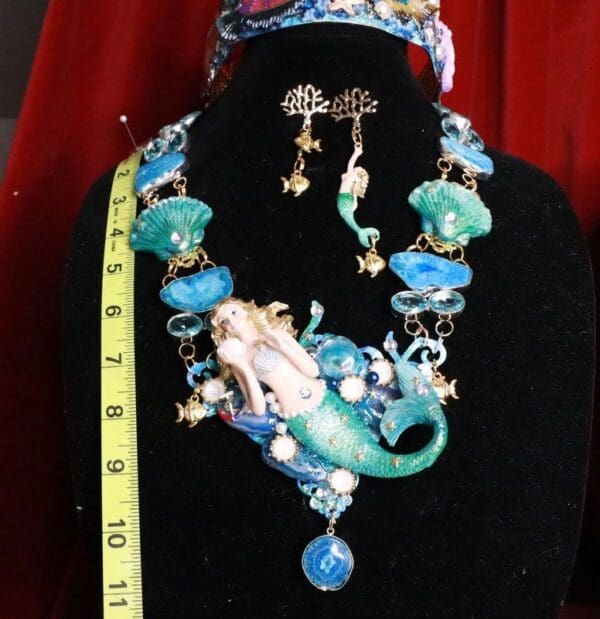 SOLD! 8021 Set Of Genuine Solar Quartz Topaz Gemstones Mermaid Necklace+ Earrings - Image 3