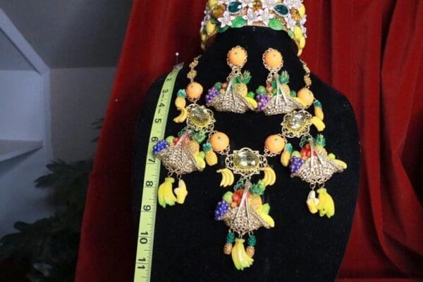 SOLD! 8023 Baroque Tropical Fruit Basket Hand Panted Necklace - Image 5