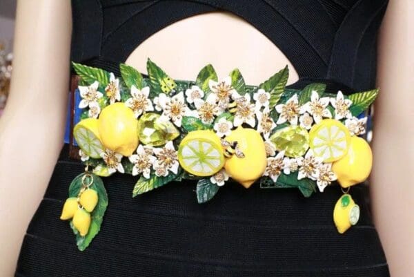 SOLD! 8039 Baroque Runway Sicilian Vivid Lemon Fruit Corset Waist Belt Size S, L, M