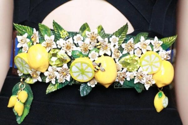 SOLD! 8039 Baroque Runway Sicilian Vivid Lemon Fruit Corset Waist Belt Size S, L, M - Image 6