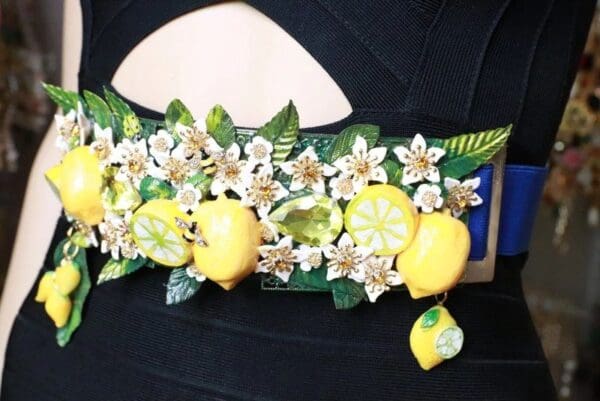 SOLD! 8039 Baroque Runway Sicilian Vivid Lemon Fruit Corset Waist Belt Size S, L, M - Image 7
